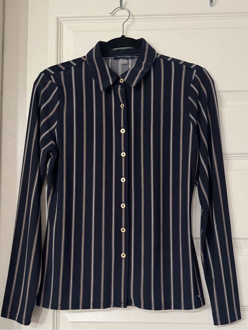 Tommy Hilfiger Navy Button Up Blouse Brand New W/O tags Size Small